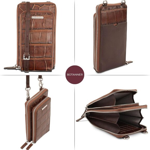 Multipocket Women's Leather Crossbody Bag RFID Safe Adjustable Strap - Picture 5 of 6